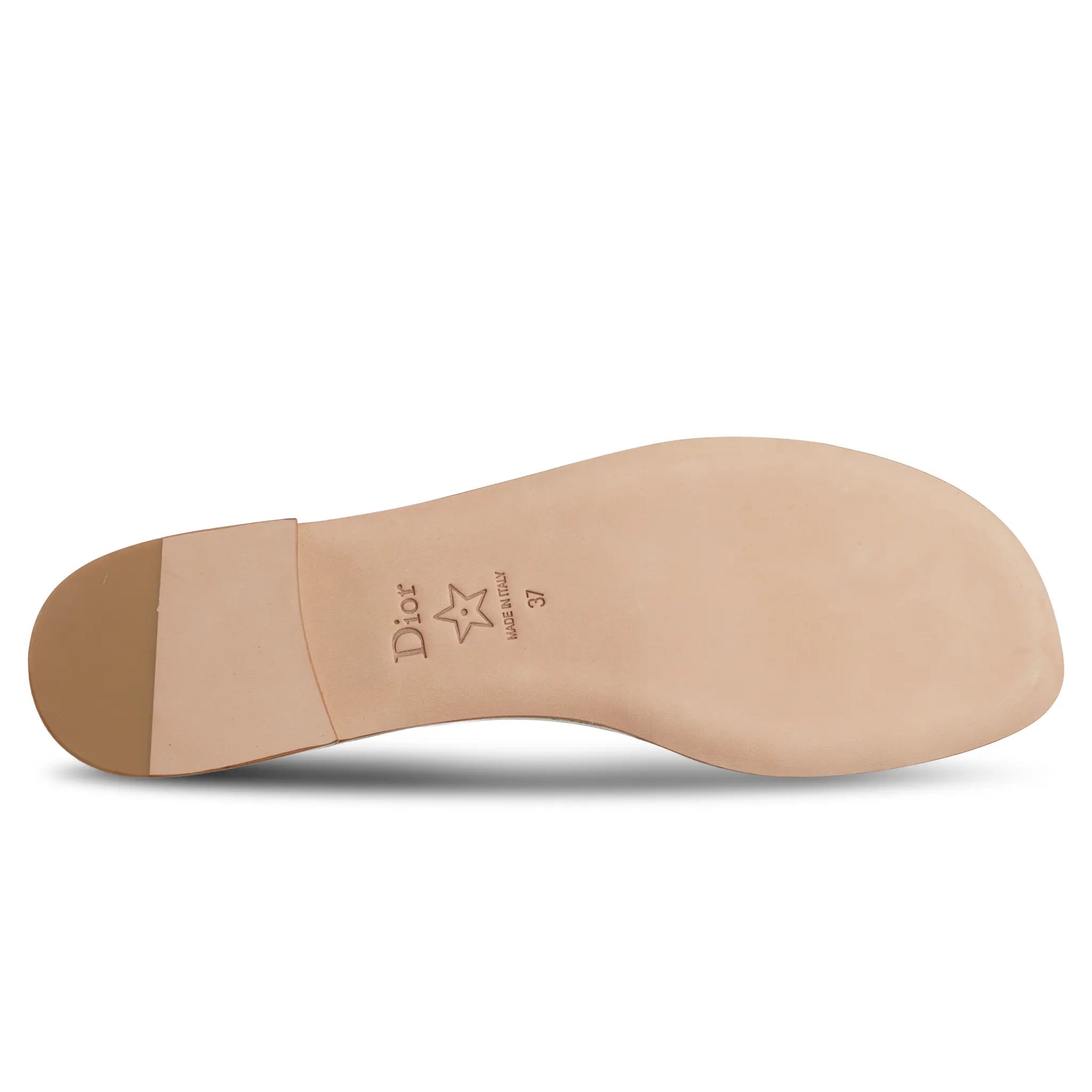 Sole View of Dior Dway Embroidered Cotton Gold White Slides